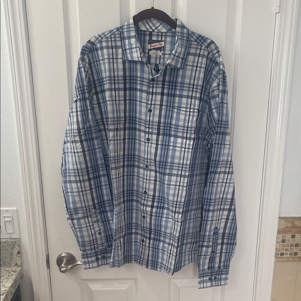 johnnie-O Blue and White Plaid Button Down Shirt